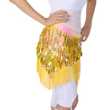 Maxbell Belly Dance Tassel Triangle Shawl Belt Chain Costume Hip Scarf Sequin Yellow