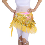 Maxbell Belly Dance Tassel Triangle Shawl Belt Chain Costume Hip Scarf Sequin Yellow