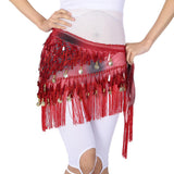 Maxbell Belly Dance Tassel Triangle Shawl Belt Chain Costume Hip Scarf Sequin Red