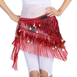 Maxbell Belly Dance Tassel Triangle Shawl Belt Chain Costume Hip Scarf Sequin Red