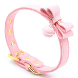 Maxbell PU Leather Bow Collar Necklace Choker with Bell Cat Cosplay Necklace Pink - Aladdin Shoppers