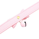 Maxbell PU Leather Bow Collar Necklace Choker with Bell Cat Cosplay Necklace Pink - Aladdin Shoppers