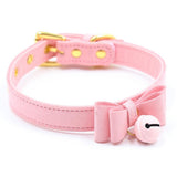 Maxbell PU Leather Bow Collar Necklace Choker with Bell Cat Cosplay Necklace Pink - Aladdin Shoppers