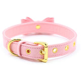 Maxbell PU Leather Bow Collar Necklace Choker with Bell Cat Cosplay Necklace Pink - Aladdin Shoppers