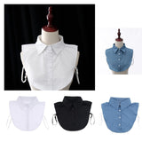 Cotton Fake Collar Detachable Dickey Collar Blouse Half Shirts Collar Black