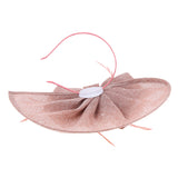 Women Lady Bridal Feather Fascinator Cocktail Party Hat Headpieces Headband Pink