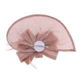 Women Lady Bridal Feather Fascinator Cocktail Party Hat Headpieces Headband Pink