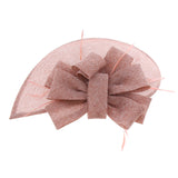 Women Lady Bridal Feather Fascinator Cocktail Party Hat Headpieces Headband Pink