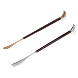 Maxbell Dolphin Head Long Metal Shoe Horn Shoe Lifter with Schima Wood Handle Gold