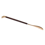 Maxbell Dolphin Head Long Metal Shoe Horn Shoe Lifter with Schima Wood Handle Gold
