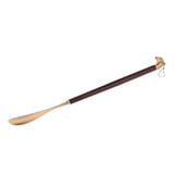 Maxbell Dolphin Head Long Metal Shoe Horn Shoe Lifter with Schima Wood Handle Gold