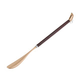 Maxbell Dolphin Head Long Metal Shoe Horn Shoe Lifter with Schima Wood Handle Gold