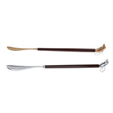 Maxbell Dolphin Head Long Metal Shoe Horn Shoe Lifter with Schima Wood Handle Gold