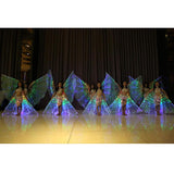 Maxbell 6pcs LED Isis Wing Glow Light Up Belly Dance Costume with Sticks Performance