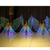 Maxbell 6pcs LED Isis Wing Glow Light Up Belly Dance Costume with Sticks Performance