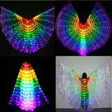 Maxbell 6pcs LED Isis Wing Glow Light Up Belly Dance Costume with Sticks Performance