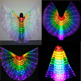 Maxbell 2pcs LED Isis Wing Glow Light Up Belly Dance Costume with Sticks Performance