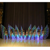 Maxbell 2pcs LED Isis Wing Glow Light Up Belly Dance Costume with Sticks Performance