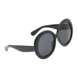 Futuristic Oversize Round Sunglasses Black frame Gray lens