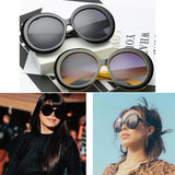 Futuristic Oversize Round Sunglasses Black frame Gray lens