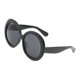 Futuristic Oversize Round Sunglasses Black frame Gray lens