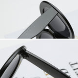 Futuristic Oversize Round Sunglasses Black frame Gray lens