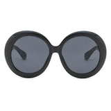 Futuristic Oversize Round Sunglasses Black frame Gray lens