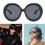 Futuristic Oversize Round Sunglasses Black frame Gray lens