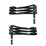 Maxbell Maxbell 2pcs Adjustable Leg Garter Belts Sexy Elastic Leg Harness Punk Gothic Rivet Stud Thigh Ring Garter with Metal Clips