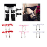 Maxbell Maxbell 2pcs Adjustable Leg Garter Belts Sexy Elastic Leg Harness Punk Gothic Rivet Stud Thigh Ring Garter with Metal Clips