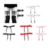 Maxbell Maxbell 2pcs Adjustable Leg Garter Belts Sexy Elastic Leg Harness Punk Gothic Rivet Stud Thigh Ring Garter with Metal Clips