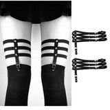 Maxbell Maxbell 2pcs Adjustable Leg Garter Belts Sexy Elastic Leg Harness Punk Gothic Rivet Stud Thigh Ring Garter with Metal Clips