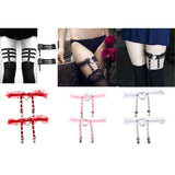 Maxbell Maxbell 2pcs Adjustable Leg Garter Belts Sexy Elastic Leg Harness Punk Gothic Rivet Stud Thigh Ring Garter with Metal Clips