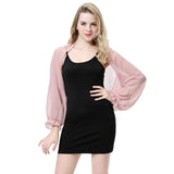 Women Long Sleeve Chiffon Bolero Shrug Pink