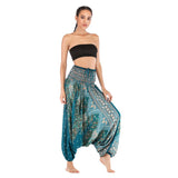 Maxbell 2x Women's Floral Print Harem Pants Boho Yoga Pants Long Beach Pants