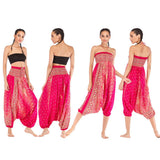 Maxbell 2x Women's Floral Print Harem Pants Boho Yoga Pants Long Beach Pants