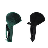 Maxbell 2pcs Unisex Velvet Bandana Durag Headwear Pirate Wrap Hat
