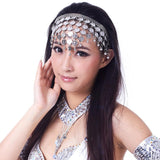 Belly Dance Headband Headpiece Hairpin Coins Jewelry Hair Accessory Silver