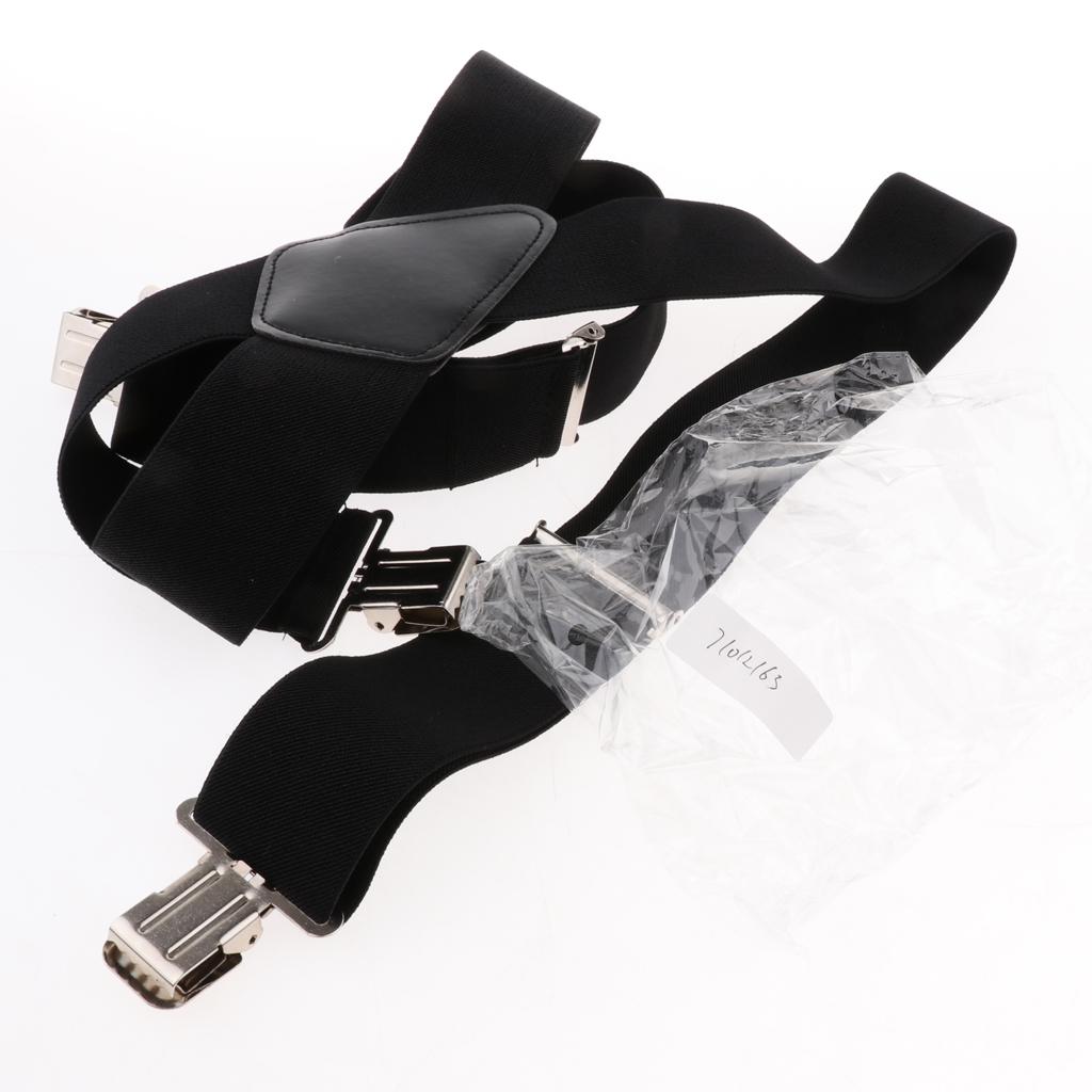Maxbell Suspenders w/ Heavy Duty Clips&X Back Adjustable Straps for Adults black