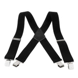 Suspenders w/ Heavy Duty Clips&X Back Adjustable Straps for Adults black