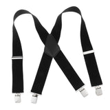 Suspenders w/ Heavy Duty Clips&X Back Adjustable Straps for Adults black