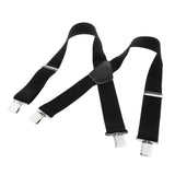 Suspenders w/ Heavy Duty Clips&X Back Adjustable Straps for Adults black