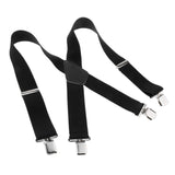 Suspenders w/ Heavy Duty Clips&X Back Adjustable Straps for Adults black