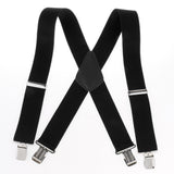 Suspenders w/ Heavy Duty Clips&X Back Adjustable Straps for Adults black