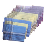 Maxbell 24Pack Men's Plaid Pattern Cotton Handkerchiefs Classic Pocket Square Hanky