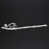 Maxbell Womens Pearls Flower Hair Stick Antique Silver Chopstick Bamboo Leaf Shape