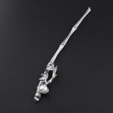 Maxbell Womens Pearls Flower Hair Stick Antique Silver Chopstick Bamboo Leaf Shape