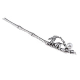Maxbell Womens Pearls Flower Hair Stick Antique Silver Chopstick Bamboo Leaf Shape