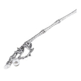 Maxbell Womens Pearls Flower Hair Stick Antique Silver Chopstick Bamboo Leaf Shape