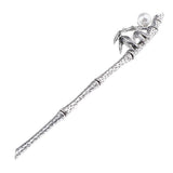 Maxbell Womens Pearls Flower Hair Stick Antique Silver Chopstick Bamboo Leaf Shape